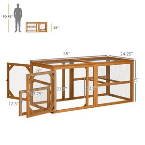 Pollaio in Legno da 55 Pollici con Estensione Esterna, Mini Pollaio Combinabile, Gabbie per Animali - Product Image 3