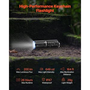 Mini Linterna LED Recargable para Llavero, 200 Lúmenes, 2 Modos de Iluminación, Resistente al Agua IPX7, Linterna de Bolsillo - Product Image 2