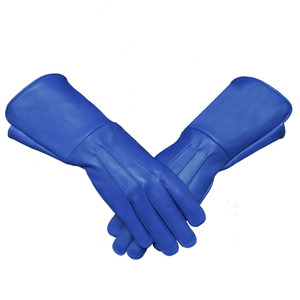 Genuine Blue Leather Medieval Gauntlet <b>Gloves</b> Long Cuff Knight <b>Gloves</b> <b>for</b> <b>Men</b> Premium Handmade Vintage Style Winter Touchscreen - Product Image 2