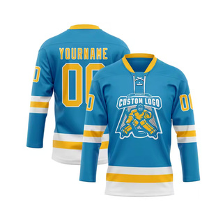 Custom Blue Laced Jerseys Mesh Sublimated Ice Hockey Clothing - Product Image 1