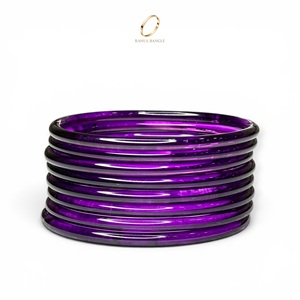 Juego de Brazaletes de Cristal Transparente al por Mayor, Corte Esmeralda Morado, Estilo Kashmiri, para Uso Diario, Bodas y Fiestas, Joyería India - Product Image 3