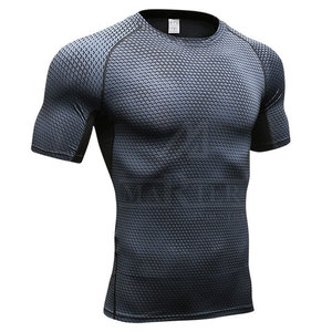 <b>Men</b> Slim Fit <b>Compression</b> <b>Shirts</b> Short Sleeves Eco-Friendly Breathable Spandex/Polyester Performance Fitness Apparel Quick Dry - Product Image 2