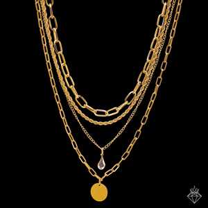 PRAO Collar de cadena en capas antideslustre chapado en oro Accesorio de moda - Product Image 2