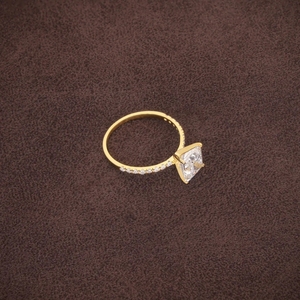 Princess Cut <b>Solitaire</b> <b>Ring</b> Fine Jewelry Luxury Solid Yellow Gold Plated Moissanite Claw Prong Set Engagement Wedding Gift - Product Image 4