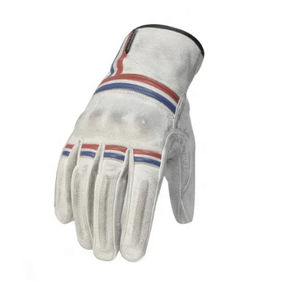 Gants de moto en cuir véritable de qualité supérieure, multicolores, en cuir vieilli pour sports de plein air, cuir ciré blanc pour moto - Product Image 4