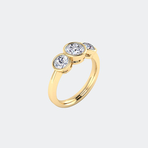 แหวนเพชรเม็ดเดี่ยวทรงกลม 1.55 กะรัต ฝังแบบเบเซล 3 เม็ด เพชรเลี้ยงในห้องปฏิบัติการ ชุบทอง 9K สี E รับรองโดย IGI - Product Image 4