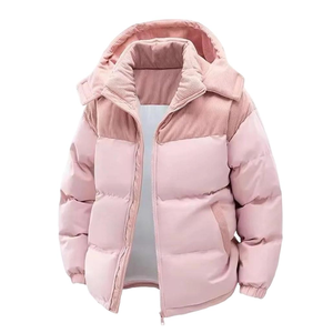 Parka de invierno OEM personalizada para hombre, con estampado de leopardo, tejida, transpirable, con capucha, corte holgado, cálida, acolchada, con logo frontal. - Product Image 3