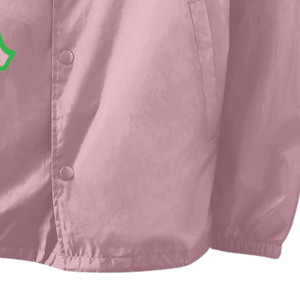 Veste rose à motif grec brodé AKA, chemise-veste décontractée boutonnée à manches longues pour femme - Product Image 2
