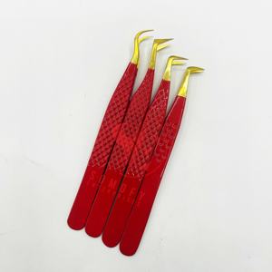 Somofy Enterprises, pinzas para pestañas de mega volumen, puntas doradas de Color rojo de 90 grados, acero inoxidable sólido recubierto de polvo ecológico - Product Image 4
