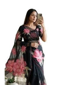 Nouveau Saree en Georgette à Imprimé Numérique RN, Motif Floral, Séchage Rapide, Qualité Supérieure, Tissu pour Blouse, Léger, Idéal pour Fêtes Estivales - Product Image 3