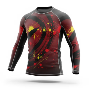 Vente en gros de t-shirts de fitness JIU JITSU en spandex/nylon à séchage rapide, logo personnalisé imprimé, manches longues, BJJ pour hommes, rashguard - Product Image 1