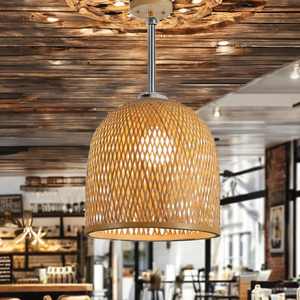 Ventilador de techo tejido de bambú sin luz, lámpara colgante Simple de estilo Vintage del Sudeste Asiático para decoración de dormitorio, techo - Product Image 6