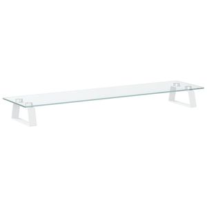 Soporte de escritorio para monitor de metal y vidrio templado, color blanco, 31.5"x7.9"x3.1" - Product Image 2