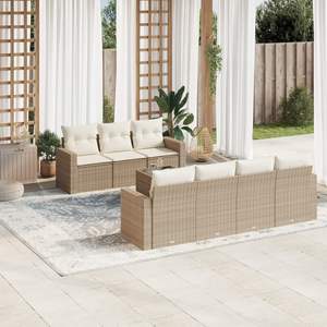 Set Divano da Giardino Beige Crema Bianco - Product Image 1