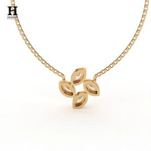 Pendentif personnalisé en or 14 carats avec grappe de diamants marquise, breloque de collier en diamant à motif floral, bijoux fins en gros - Product Image 3