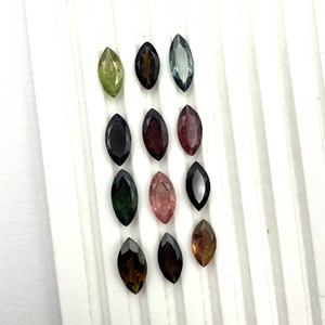 Lot de pierres précieuses en tourmaline multicolores naturelles, taille marquise, 6*12 MM, 5 CT, pour la fabrication de bijoux, certificat IGI - Product Image 2