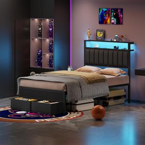 Cadre de lit en métal noir pleine taille fabriqué au Vietnam, mobilier de chambre moderne et intelligent, design pliable, fabricant OEM/ODM - Product Image 3
