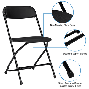Classic Garden 6pcs Black Plastic Folding Chair Injection Molding Classic Garden Chair Collection - Product Image 4