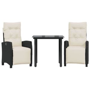 Conjunto de Comedor de Jardín Blanco Crema y Negro, 2 Plazas, Muebles de Exterior Resistentes a la Intemperie, Estructura de Ratán, Diseño Contemporáneo - Product Image 4