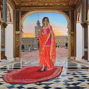 Traje Salwar Kameez de Diseño para Mujer, Estilo Bollywood, para Bodas y Fiestas, Estilo Gharara, Seda Malaya Pesada de Secado Rápido - Product Image 1