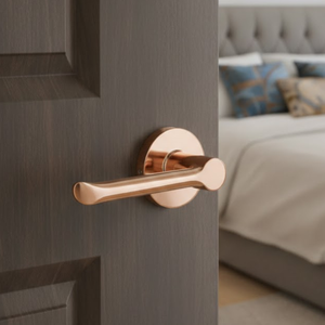 Ensemble de poignées de porte en acier inoxydable massif HI SAFE |   Cylindre de serrure de style moderne, grade ANSI 1, finition PVD plaqué zinc, entraxe 50 mm - Product Image 3