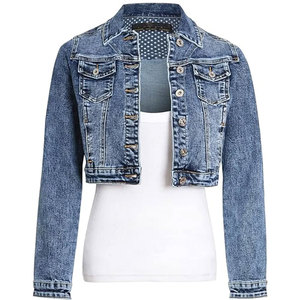 Veste en jean pour femme avec logo personnalisé imprimé, look élégant, manches longues, style poche, veste en jean pour femme - Product Image 2