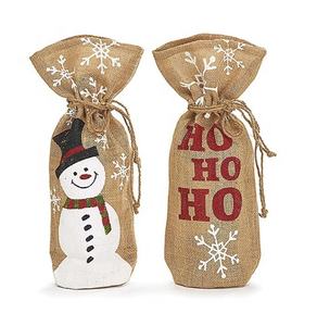 Wholesale Eco-Friendly Jute Screen Printed Large Drawstring Wine <b>Bags</b> <b>Long</b> Handle for Wedding Anniversary Gifting Custom Logo - Product Image 5