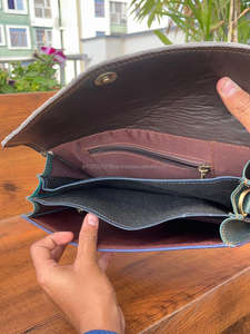 ใหม่Handcraftedผู้หญิงของแท้รีไซเคิลสัตว์พิมพ์ขนสัตว์หนังStubbyสีกระเป๋าถือที่ไม่ซ้ํากันสายรุ้งสีไหล่Crossbodyกระเป๋า - Product Image 6