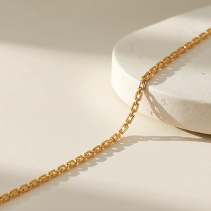 Collar de Cadena de Oro Sólido de 9K para Mujer, Cadena de Oro Real, Eslabones Cuadrados Minimalistas, Joyería Fina, Diseño Personalizado OEM - Product Image 1