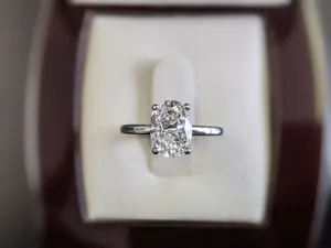 Moissanite Engagement <b>Ring</b> 925 Sterling <b>Silver</b> Oval Cut <b>Solitaire</b> Wedding <b>Ring</b> for Women - Product Image 2