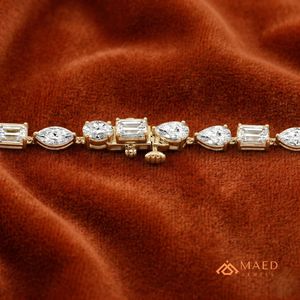 Pulsera de tenis Maed Jewels chapada en oro de 18 quilates con moissanita de formas múltiples, corte brillante redondo, joyería de lujo para mujer, regalo. - Product Image 2
