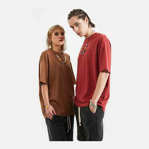 Camiseta de algodón 100% para hombre, holgada, de color liso, estilo streetwear, personalizada, de gran tamaño, para fabricantes mayoristas OEM. - Product Image 3