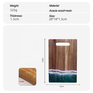 Planche à découper décorative en bois écologique Bold Blossom, infusée de résine, avec poignée pendentif, épaisseur 1,5 cm, pour service - Product Image 4