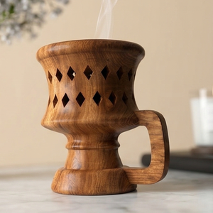 เตาเผาบัคฮูร์ไม้แบบอาหรับทำมือ พกพาสะดวก สำหรับใส่กำยานอูด ดีไซน์ตกแต่งสำหรับบ้านสไตล์ตะวันออกกลาง - Product Image 4