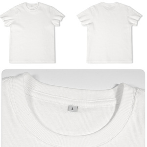 Camiseta de punto acanalado elástico de alto gramaje, ecológica, estilo urbano, corte holgado, largo regular, para hombre, nueva llegada - Product Image 4