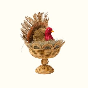 Bandeja de Mimbre Natural para Servir Pavo y Decorar la Mesa, Bandeja de Mimbre Ondulada Tejida a Mano para la Cena de Acción de Gracias - Product Image 1