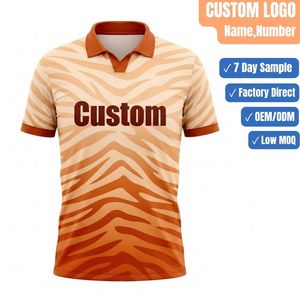 Polo personnalisé pour homme à rayures tigrées, manches courtes, imprimé par sublimation, séchage rapide, vêtements de sport décontractés - Product Image 1