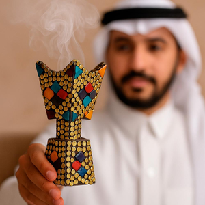 Brûleur à Bakhoor en mosaïque FAIZA CRAFT, bois et résine, bois de santal et acacia, aromathérapie, cadeau de mariage, brûleur à encens - Product Image 1