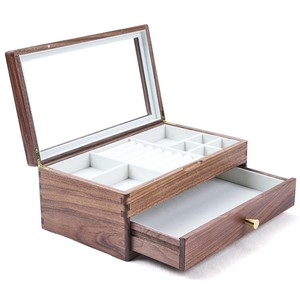 <b>Walnut</b> Wood Handcrafted Jewelry Organizer with <b>Drawers</b> - Wholesale - Product Image 6