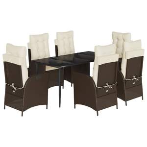 Conjunto de Comedor de Jardín de 7 Piezas con Reposabrazos Ajustables, Ratán PE Marrón, Cómodo y Elegante - Product Image 2