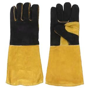 High Quality Reinforced Cowhide Split Leather Safety Gloves Anti Slip Heat and <b>Fire</b> Resistant for Welding Hockey Palm Usage - Product Image 4
