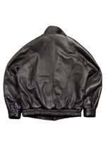 Blouson Bomber Unisexe Oversize en Cuir de Mouton Véritable Fait Main Style Café Racer, Fermeture Éclair Noire Vintage, Col Montant, Marque Privée OEM