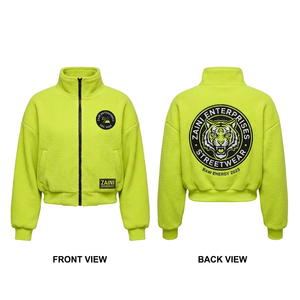 Chaqueta Corta de Forro Polar para Mujer, 320 GSM, Premium, Suave y Cálida, Verde Neón, Personalizada con Serigrafía, Bordado, Parche, Marca Privada - Product Image 1