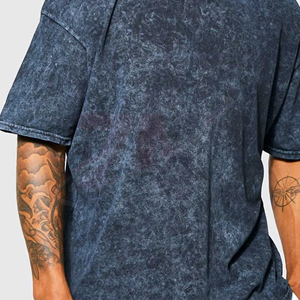 Camiseta de manga corta tie-dye para hombre, corte oversize, cuello casual, tejido de punto, 100% algodón, color liso, diseño vintage, moda. - Product Image 4
