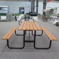 Mesa de Restaurante Portátil para Exteriores, de Malla Metálica, con Banco, Recubierta de Termoplástico, Rectangular, de 4, 6 o 8 Pulgadas, para Discapacitados, Mesa de Picnic