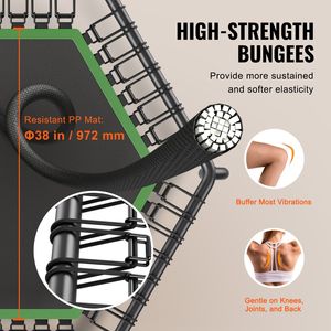 Trampolino Fitness Mini Personalizzabile da 54,5 Pollici con Maniglia per Esercizi Indoor, in Acciaio Inox e Alluminio per Uso Esterno - Product Image 3