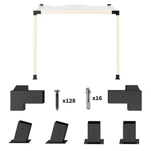 Elegante Kit di Staffe Inclinato a 15 Gradi per Pergola, Staffe a 3 Vie, Basi per Pali, Supporti a Muro per Legname 4x4 (3.6x3.6 Pollici), Colore Nero - Product Image 1