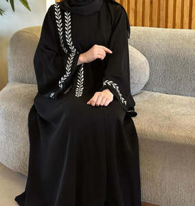2026Best Selling Solid <b>Kaftan</b> Abaya Handmade Turkish Floor Length <b>Long</b> Sleeve V Neck Regular Fit Casual Evening Prayer Ramadan - Product Image 5