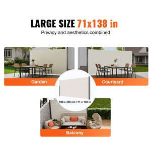 Tenda Laterale Retrattile 71FT X 138FT, Schermo Privacy per Esterni in Poliestere 180g Impermeabile, Protezione UV 30+ con Materiale in PC - Product Image 6