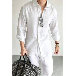 Chemises pour hommes 100% lin, haute qualité, polyvalentes, à manches longues, décontractées pour l'été, respirantes et anti-rides, taille XL - Product Image 3